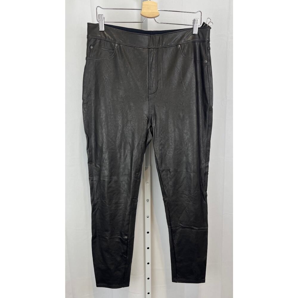 SPANX Leather Like Skinny Ankle Pants 20282R Faux Vegan Pull On Black Size XL - Picture 11 of 11